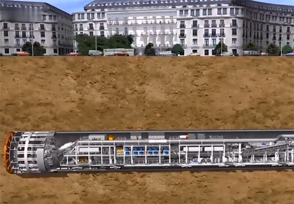 盾構機工作時的掘進圖